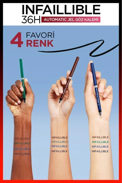 Infaillable Automatic Jel Göz Kalemi - Zümrüt Yeşili - Resim 5