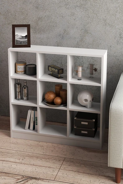 KİTAPLIK ÇOK AMAÇLI MUTFAK RAF DOLAP  9 BÖLMELİ BEYAZ ürün görseli 1