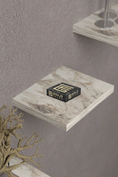 Duvar Rafı Dekoratif 3 Adet Çiçeklik Kare Efes - Resim 3