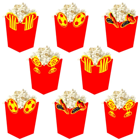 3D Sarı Kırmızı Taraftar Temalı Popcorn Mısır Kutusu 8 li Paket ürün görseli 1