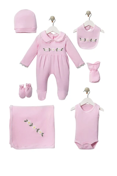 Kız Bebek Mobil Papatya Desenli 7 Li Zıbın Hastane Çıkış Seti ürün görseli