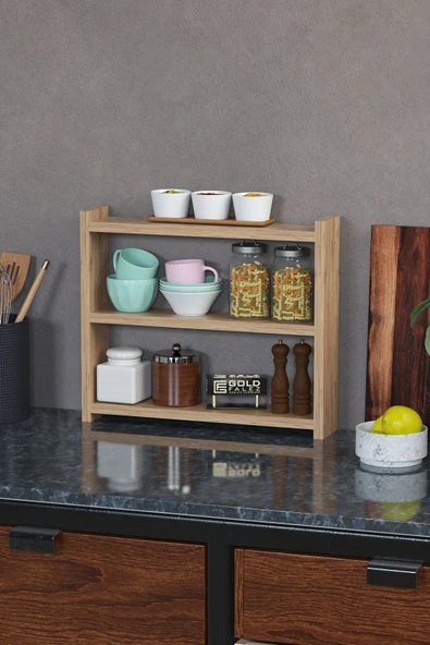 Mutfak Rafı Tezgah Üstü Organizer Ceviz - Resim 2