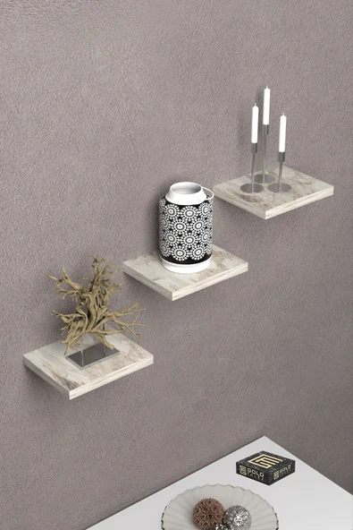 Duvar Rafı Dekoratif 3 Adet Çiçeklik Kare Efes ürün görseli 1