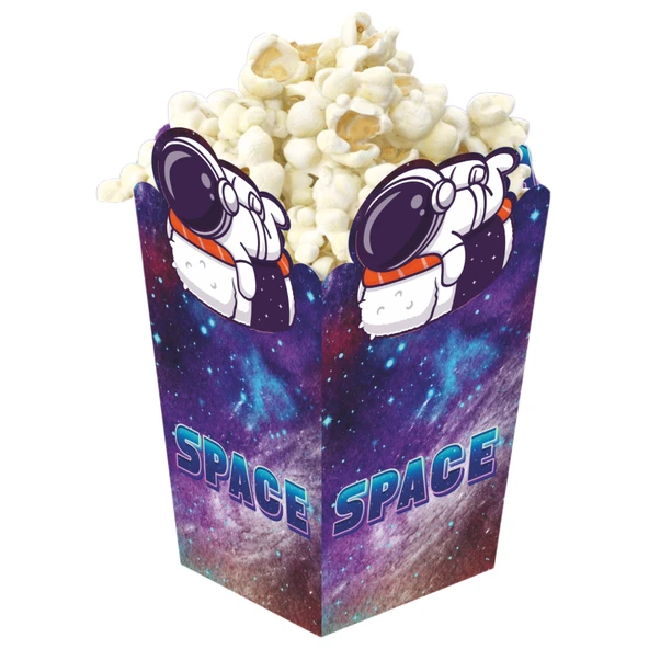 3D Uzay Temalı Popcorn Mısır Kutusu 8 li Paket - Resim 3