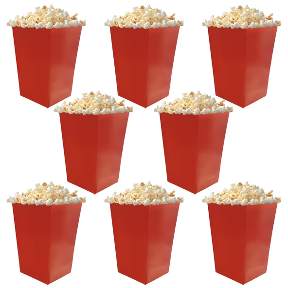 Kırmızı Renkli Popcorn Mısır Kutusu 8 li Paket - Resim 2
