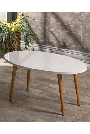 Orta Sehpa  Torna Ayak Elips Krem Ahşap ürün görseli 1