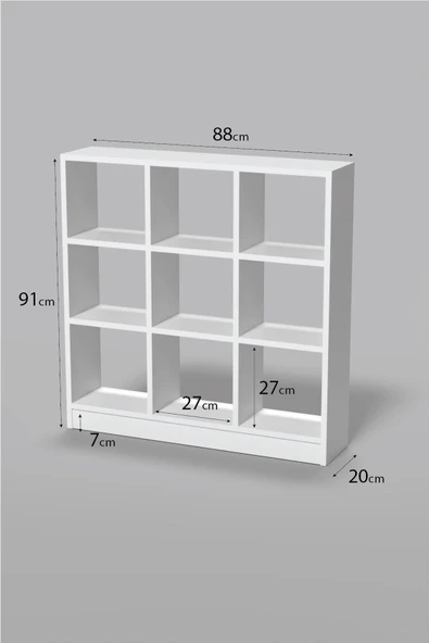 KİTAPLIK ÇOK AMAÇLI MUTFAK RAF DOLAP  9 BÖLMELİ BEYAZ - Resim 3