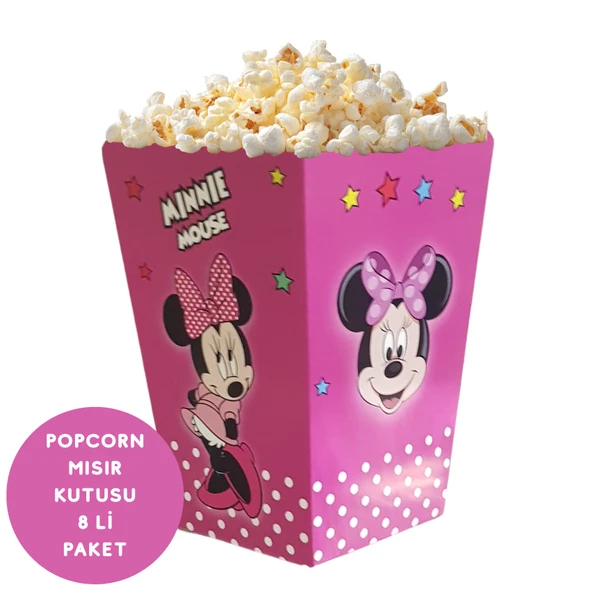 Minnie Temalı Popcorn Mısır Kutusu 8 li Paket ürün görseli 1