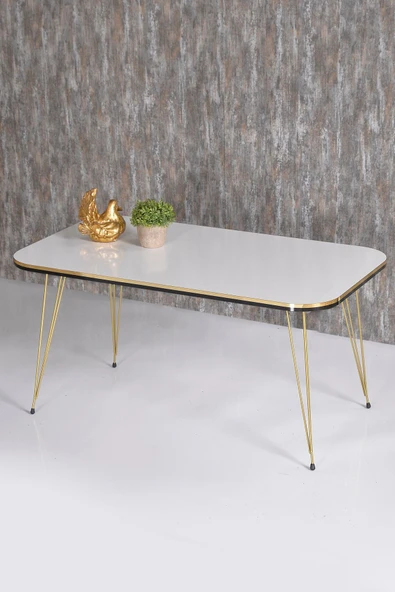 Zigon Sehpa Kr Ve Orta Sehpa Kr Set Çift Gold Beyaz Tel 1111 - Resim 2