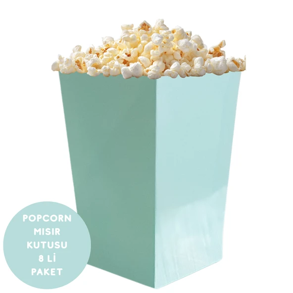 Turkuaz Renkli Popcorn Mısır Kutusu 8 li Paket ürün görseli 1