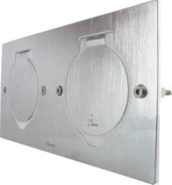 Legrand Paslanmaz Çelik IP44 Ik08 Korumalı Donatılabilir İkili Dikdörtgen Döşeme Prizi 089702 (Boş Kasa) - Resim 2