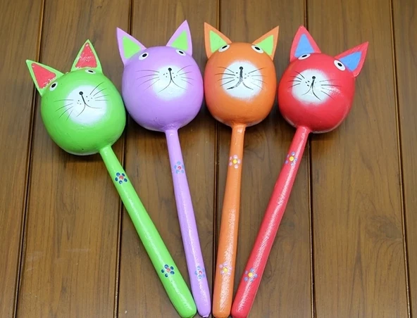 Ahşap Kedi Marakas Tekli Polos:29 ürün görseli 1