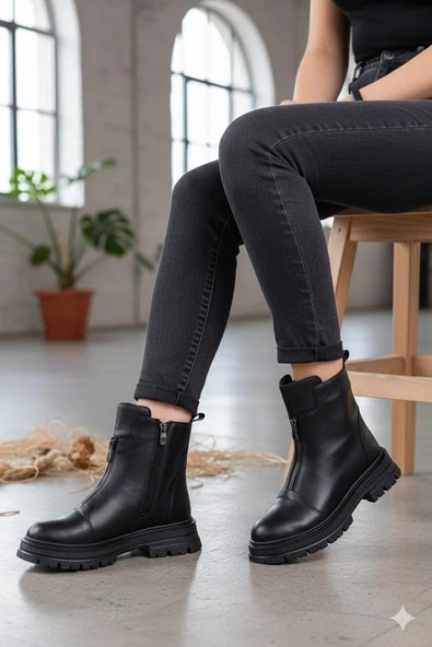 Mehmet Mete 1022 Rahat Sıcak Astar Kaymaz Taban Hakiki Deri Kadın Bot - Resim 8