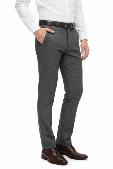 Erkek Regular Fit Hasır Kumaş Pantolon Likra Kumaş BGL-ST05039 - Resim 3