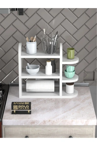 Mutfak Rafı Baharatlık Peçetelik Beyaz ürün görseli 1