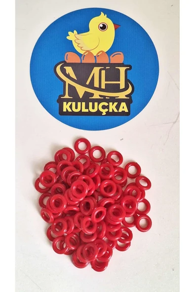 Plastik Güvercin Boncuğu Halkası kırmızı renk 100 Adet ürün görseli 1