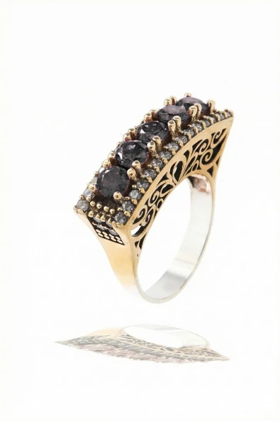 Beştaş Serisi Siyah Oniks Taşlı Otantik 925 Ayar Gümüş Kadın Yüzük ürün görseli 1