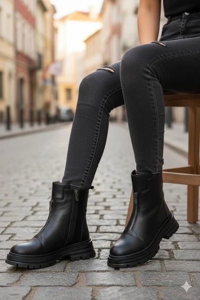 Mehmet Mete 1022 Rahat Sıcak Astar Kaymaz Taban Hakiki Deri Kadın Bot - Resim 3