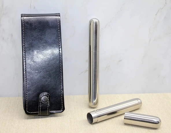 Deri Kılıflı İkili Paslanmaz Çelik  Tüpü Alk3890 ürün görseli