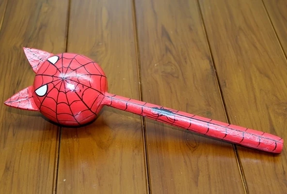 Ahşap Kedili Spiderman Marakas Tekli Polos:24 ürün görseli 1