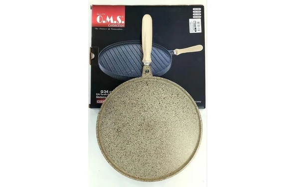 OMS Döküm Granit Yuvarlak Çift Taraflı 34 cm Gözleme Tavası - Kumbeji ürün görseli 1