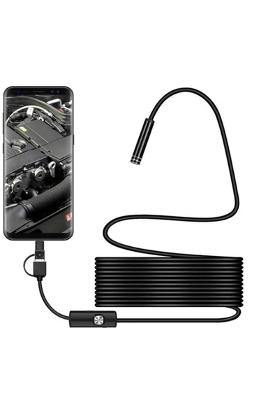 Endoskop 3 İn 1 Yılan Kamera Usb Micro Usb Type-c 20 Metre Sert Kablo - Resim 3