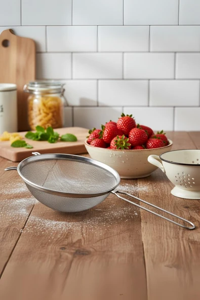 Paslanmaz Çelik Saplı Derin Süzgeç 20 cm Metalik Gri ürün görseli