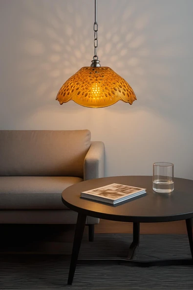 Bal Rengi Akrilik Avize Modern Dekoratif Aydınlatma 35x35x12 cm - Resim 3