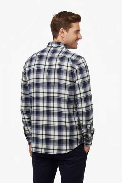 Erkek Kışlık Tek Cep Klasik Gömlek BGL-ST04989 - Resim 6