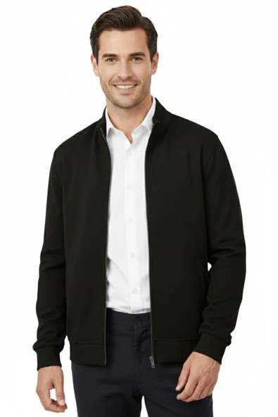 Erkek Spor Hakim Yaka Fermuarlı Hırka Regular Fit BGL-ST04947 ürün görseli