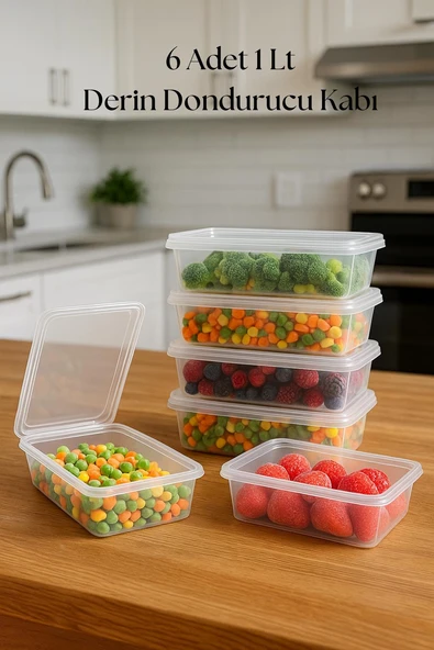 6’lı Derin Dondurucu Saklama Kabı & Organizeri 1 lt 12,5x19,5x5,5 cm ürün görseli