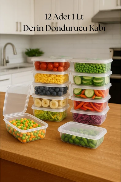 12’li Derin Dondurucu Saklama Kabı & Organizeri 1 lt 12,5x19,5x5,5 cm ürün görseli