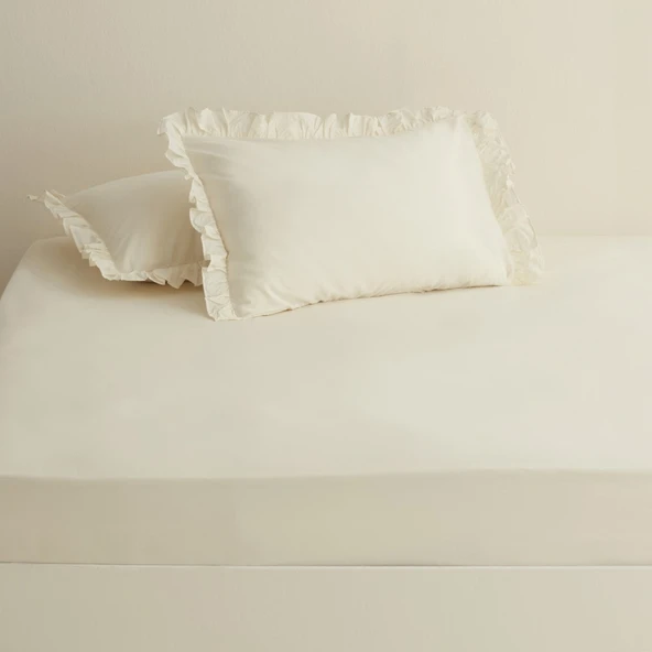 Karaca Home Basic  Pamuk Çift Kişilik Düz Çarşaf Ekru ürün görseli