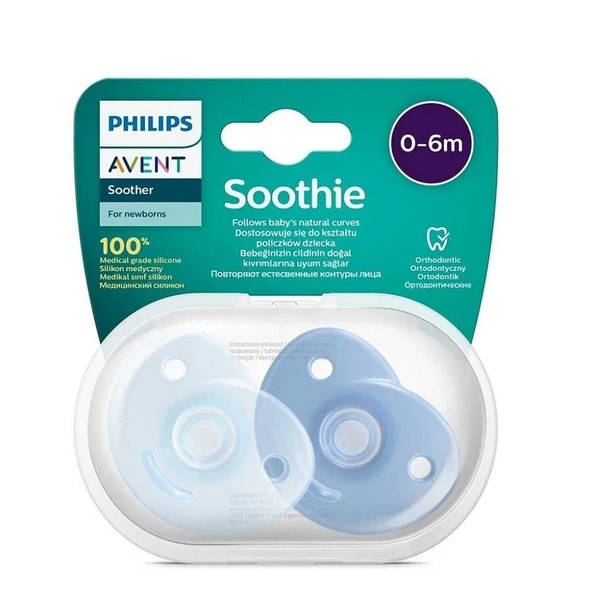 Avent Soothie Ortodontik Saklama Kutulu 2li Emzik 0-6 Ay - Erkek ürün görseli