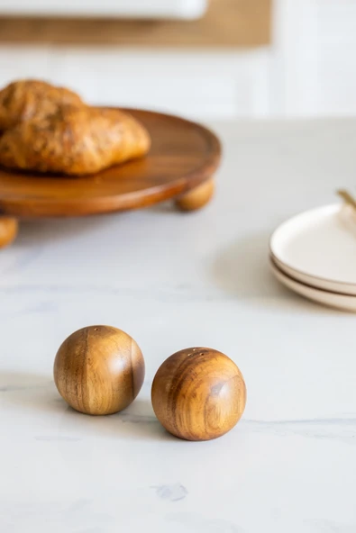 Akasya 2’li Top Tuzluk Biberlik Seti - Şık ve Doğal - Resim 4