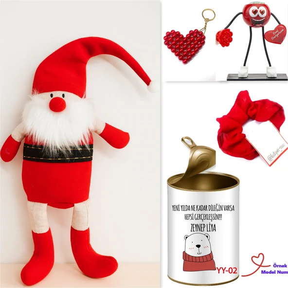 Kişiye Özel Yılbaşı Konservesi   El Yapımı Peluş Elf Hediye Seti (100 Model) - Resim 2