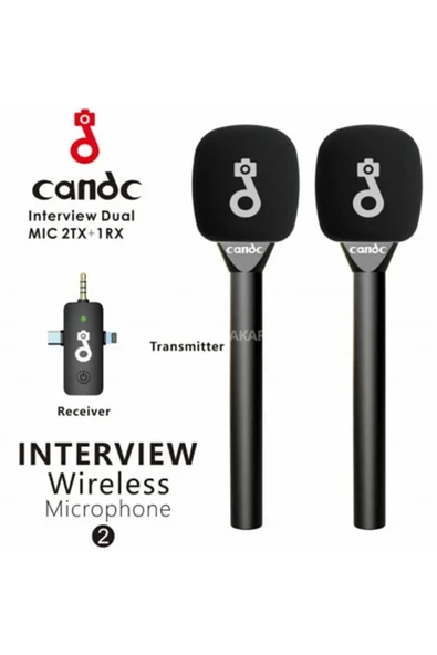 Çift Mikrofonlu Profosyonel Kablosuz Yüksek Kaliteli Ses Kaydı Röportaj Mikrofonu - Resim 2