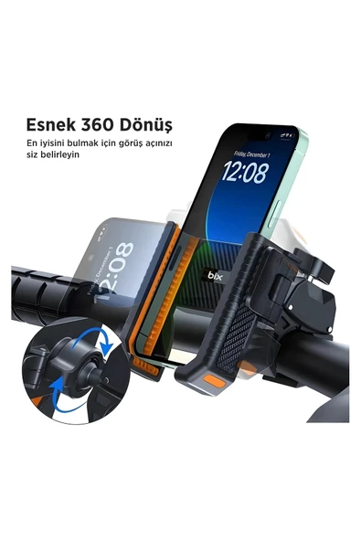 Gidon Bağlantılı Bisiklet Motosiklet İçin Esnek Abs 4-7.8″ İnç Telefon Tutucu 360° Dönebilen Tasarım - Resim 2