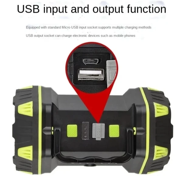 F-262 Yeni Güçlü Çift Taraflı Taşınabilir Spot Ve Işıldak Usb Powerbank Şarjlı Fener - Resim 3