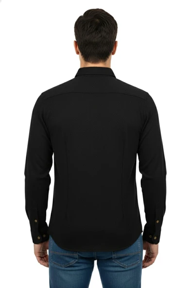 Erkek Spor Silim Fit Dokuma Gömlek BGL-ST04946 - Resim 10