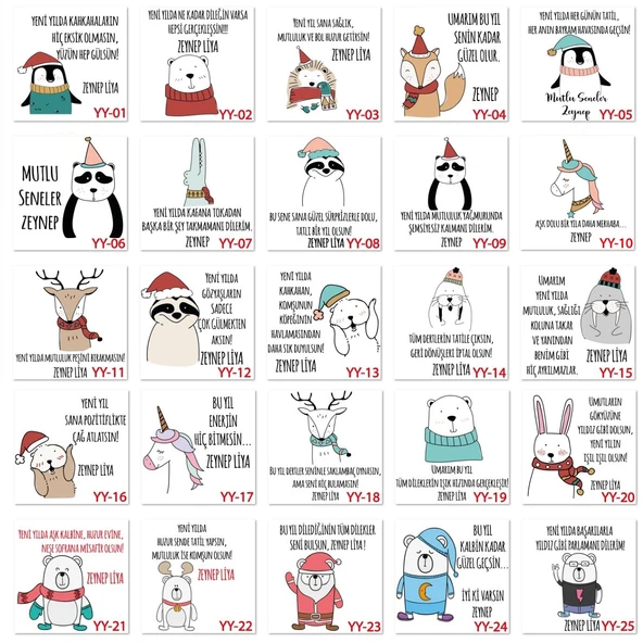 Kişiye Özel İsimli Yılbaşı Hediyesi Kupa Bardak, Yeni Yıl Hediyesi Özel Kupa Bardak YY Serisi (100 Model) - Resim 2