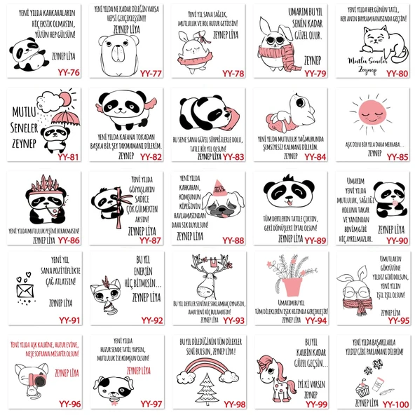 Kişiye Özel İsim Yazılı Yılbaşı Hediyesi Kupa Bardak, Yeni Yıl Hediyesi Sevimli Kupa Bardak YY Serisi (100 Model) - Resim 5