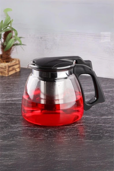 Cam Demlik 900 ml Çelik Süzgeçli - Resim 2