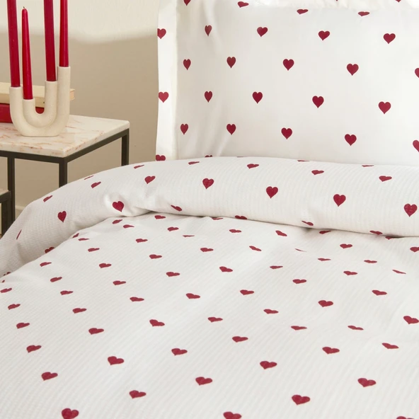 Karaca Home Amour Pamuk Çift Kişilik Pike Takımı Kırmızı Pp - Resim 4