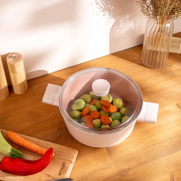 Emsan Swiss Crystal Derin Tencere Pembe 24 cm - Resim 2