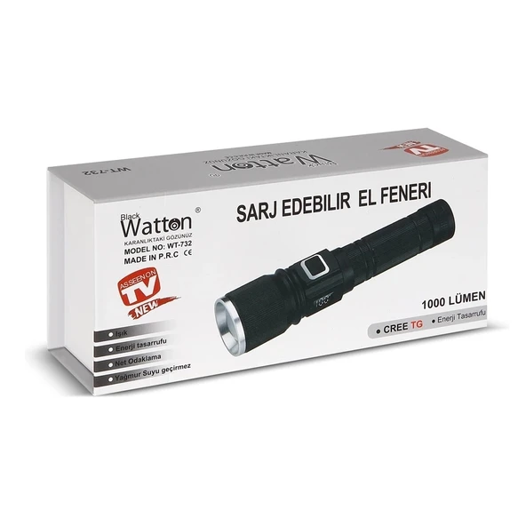 Cree Tg Led 1000 Lümen Göstergeli Fonksiyonel El Feneri  Wt-732 - Resim 3