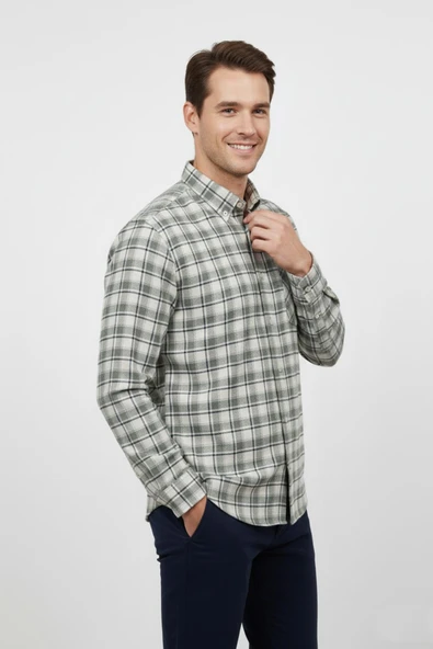 Erkek Kışlık Tek Cep Klasik Gömlek BGL-ST04990 - Resim 9