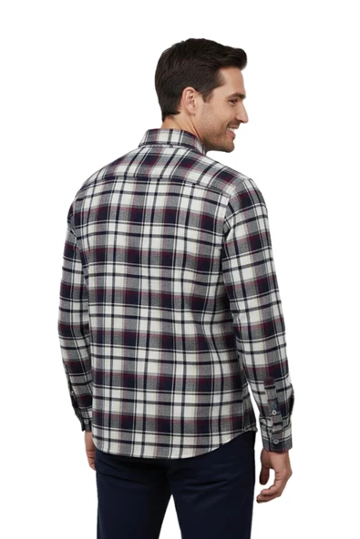 Erkek Kışlık Tek Cep Klasik Gömlek BGL-ST04989 - Resim 7