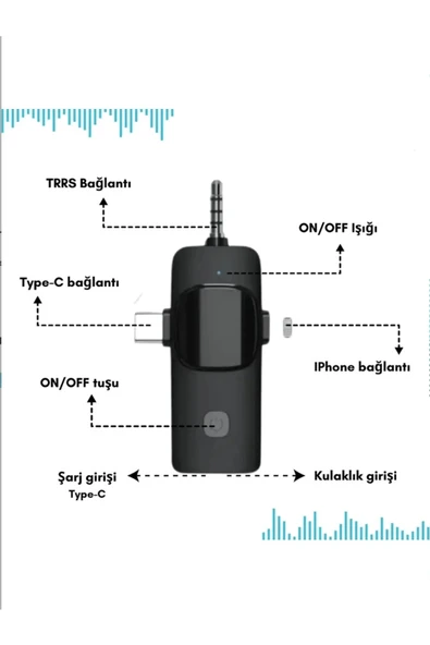 Yüksek Kalite Profesyonel 3 In 1 Kablosuz Taşınabilir Yaka Mikrofonu Tüylü - Resim 5