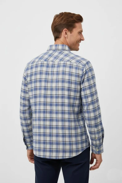 Erkek Kışlık Tek Cep Klasik Gömlek BGL-ST04990 - Resim 11